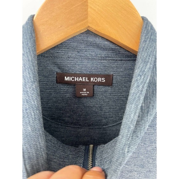 Michael Kors Mock Neck Pullover Sweater Long Sleeve 1/4 Zip Blue Men's Medium - Picture 5 of 7